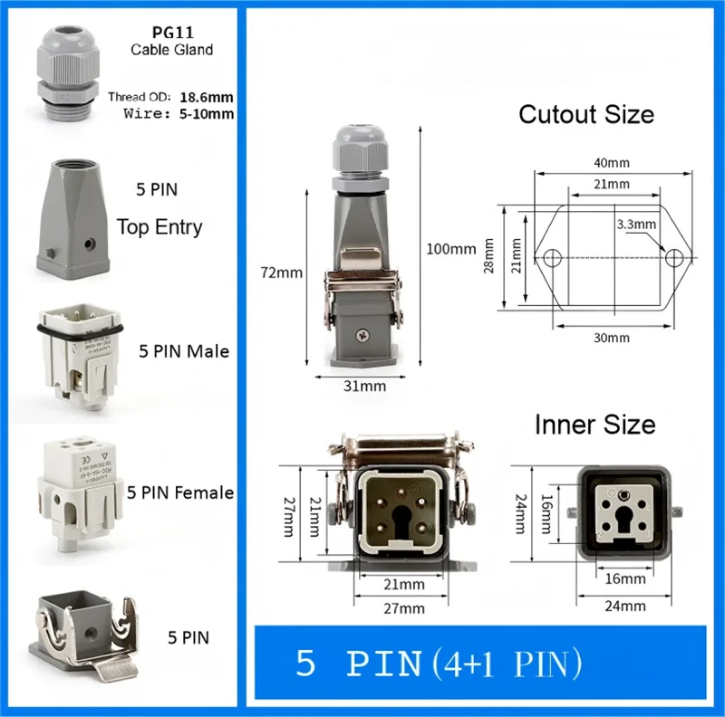 4/5 Pin MTG Heavy Duty Connectors